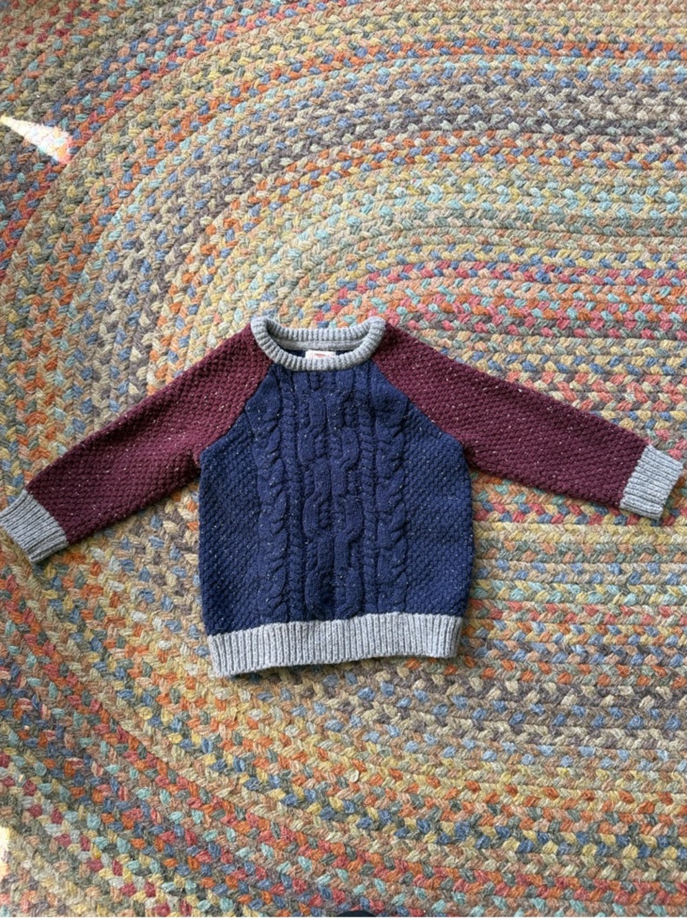 Cat & Jack Navy Gray Maroon Knit Sweater 2T